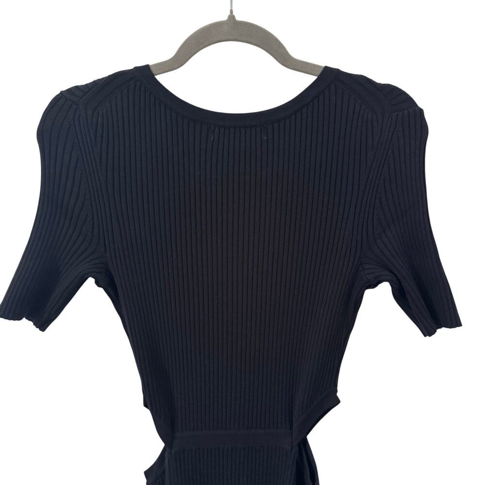 Boden Ribbed Cutout Knit Short Sleeve Midi Dress Black Size 6 - Picture 9 of 11